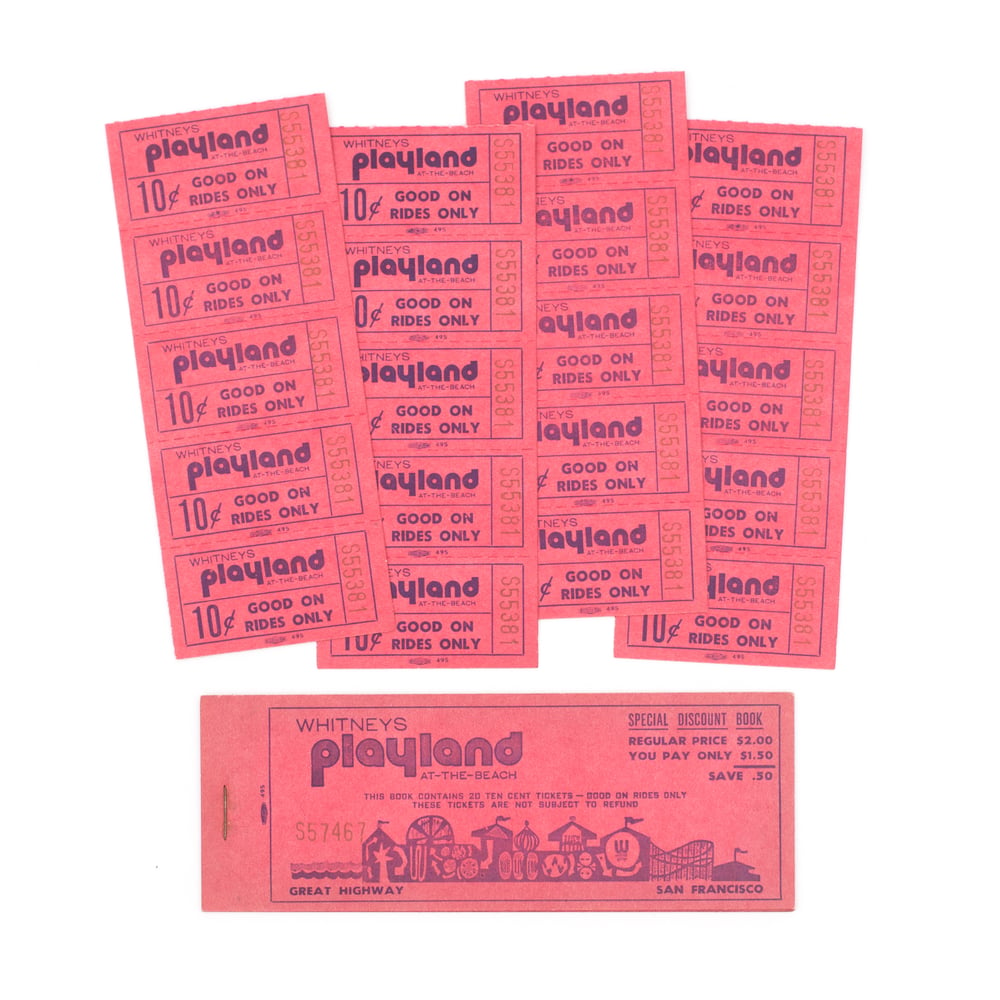Image of Vintage "Playland" Amusement Park Ticket Booklet - Red 