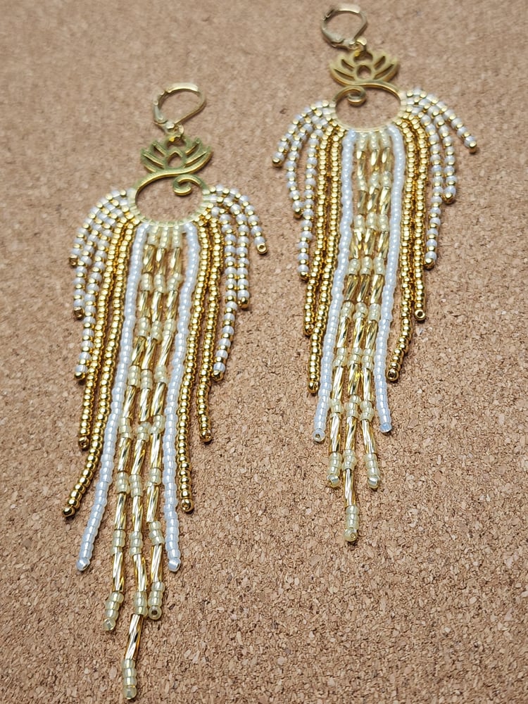 Image of Dainty Gold Goddess Fringe Earrings 