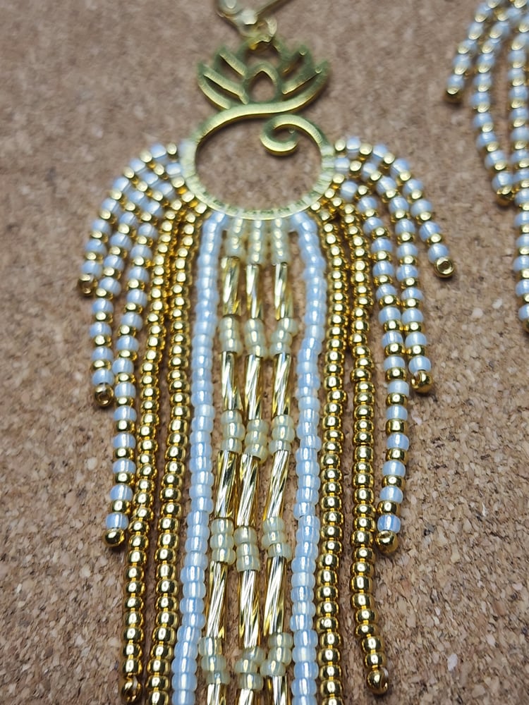 Image of Dainty Gold Goddess Fringe Earrings 