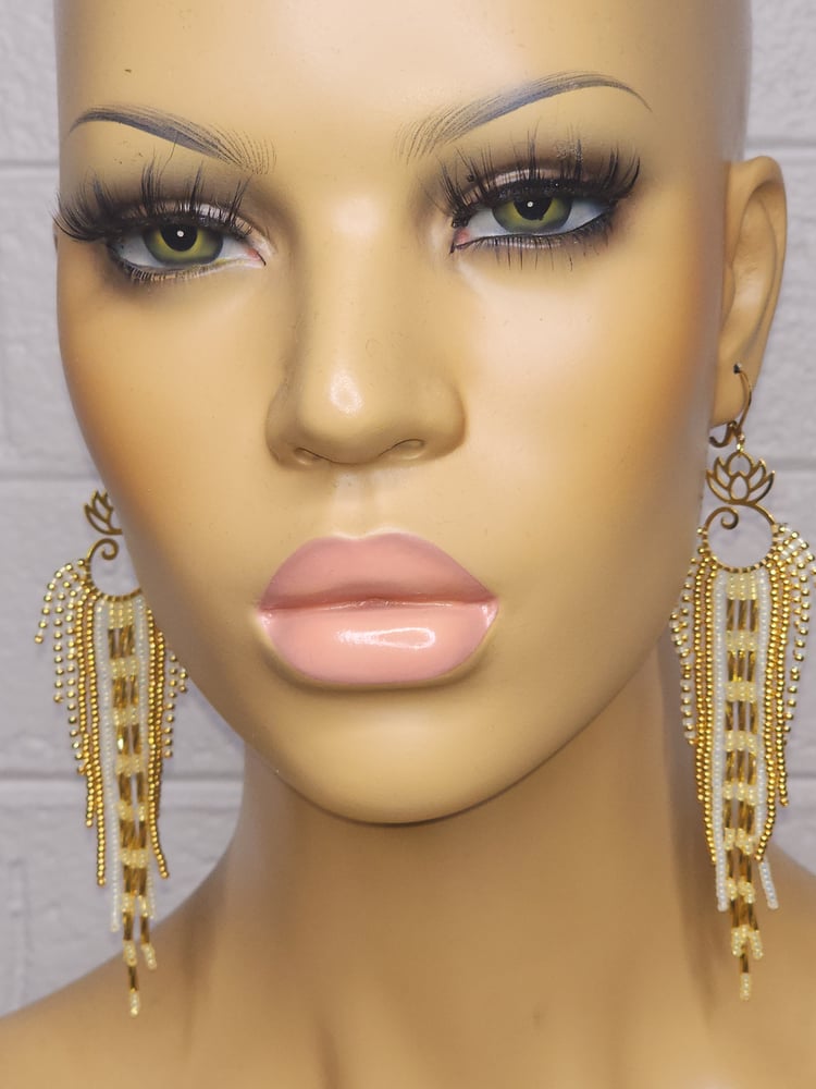 Image of Dainty Gold Goddess Fringe Earrings 