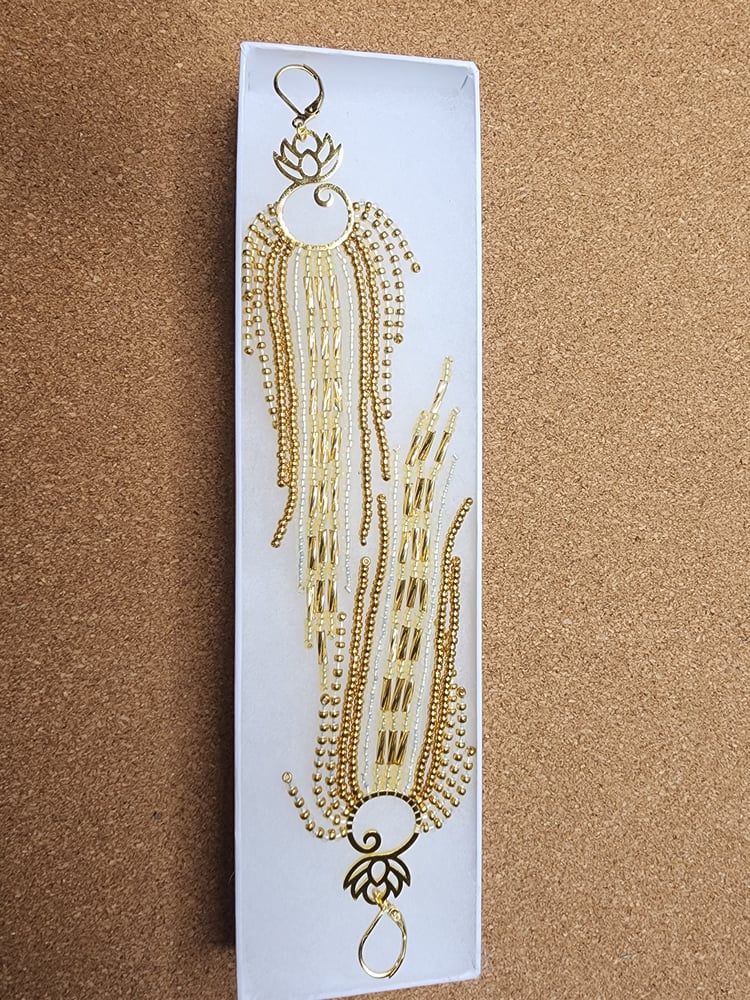 Image of Dainty Gold Goddess Fringe Earrings 