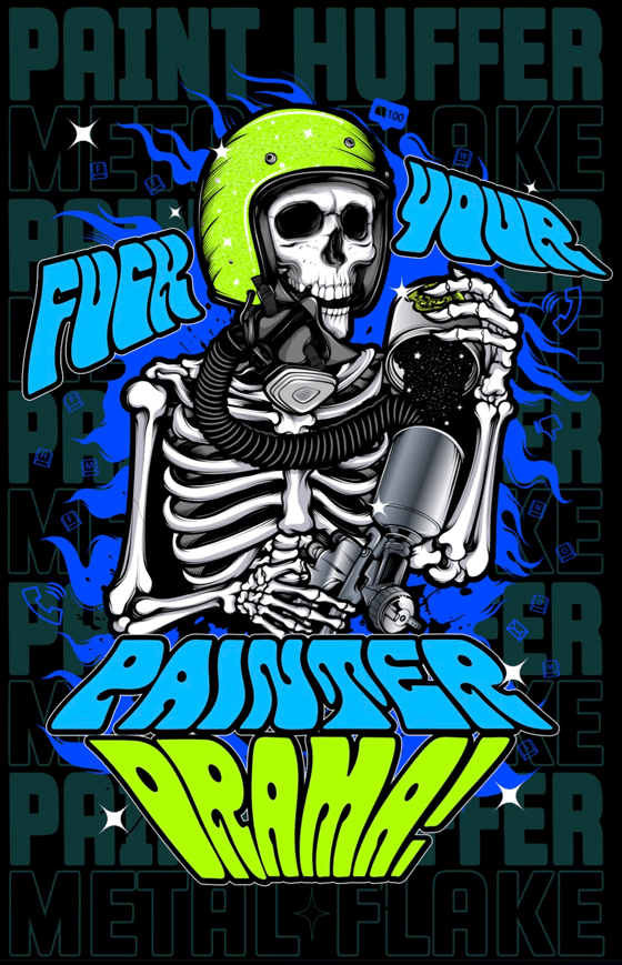 Image of PAINTER DRAMA TSHIRT - BLUE / GREEN