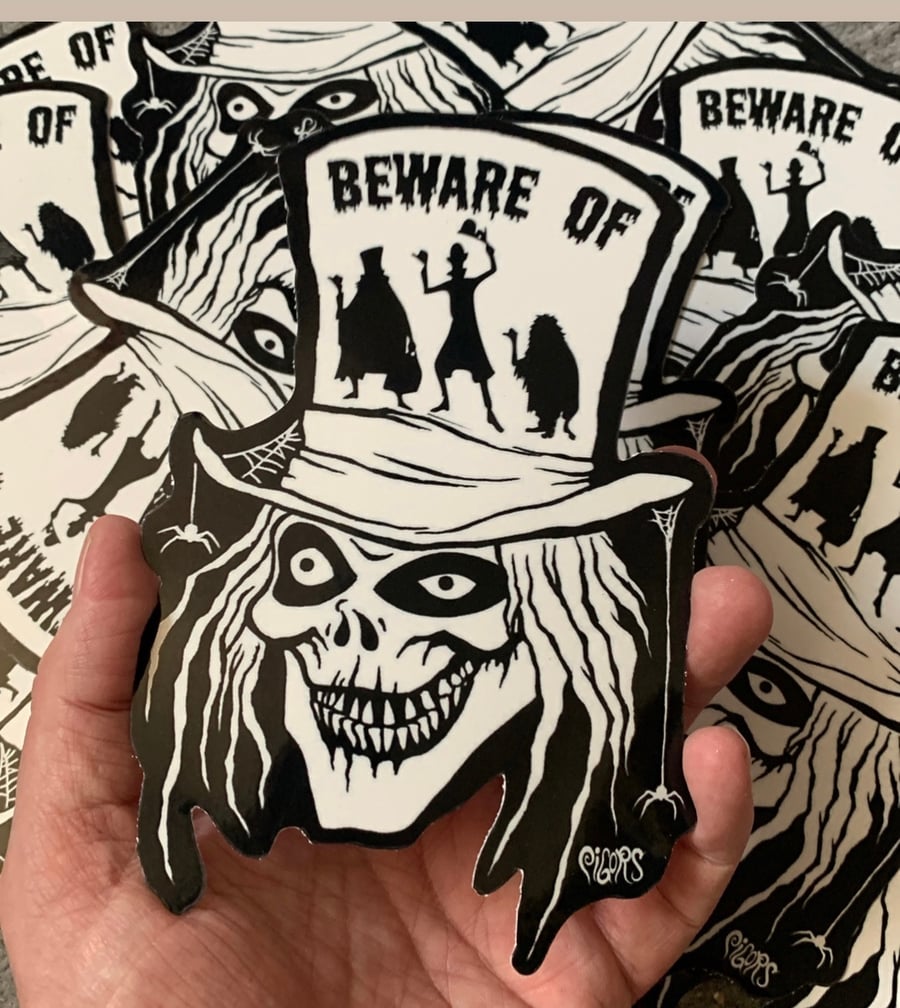 Image of New BEWARE OF HITCH HIKING GHOSTS STICKER 