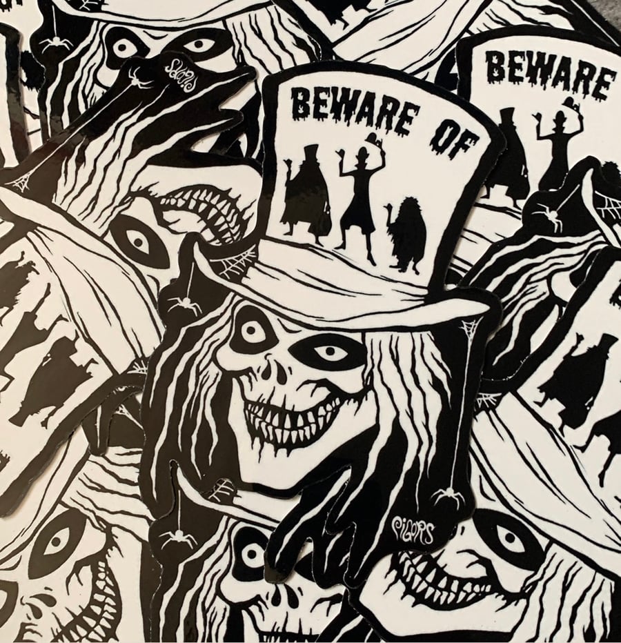 Image of New BEWARE OF HITCH HIKING GHOSTS STICKER 