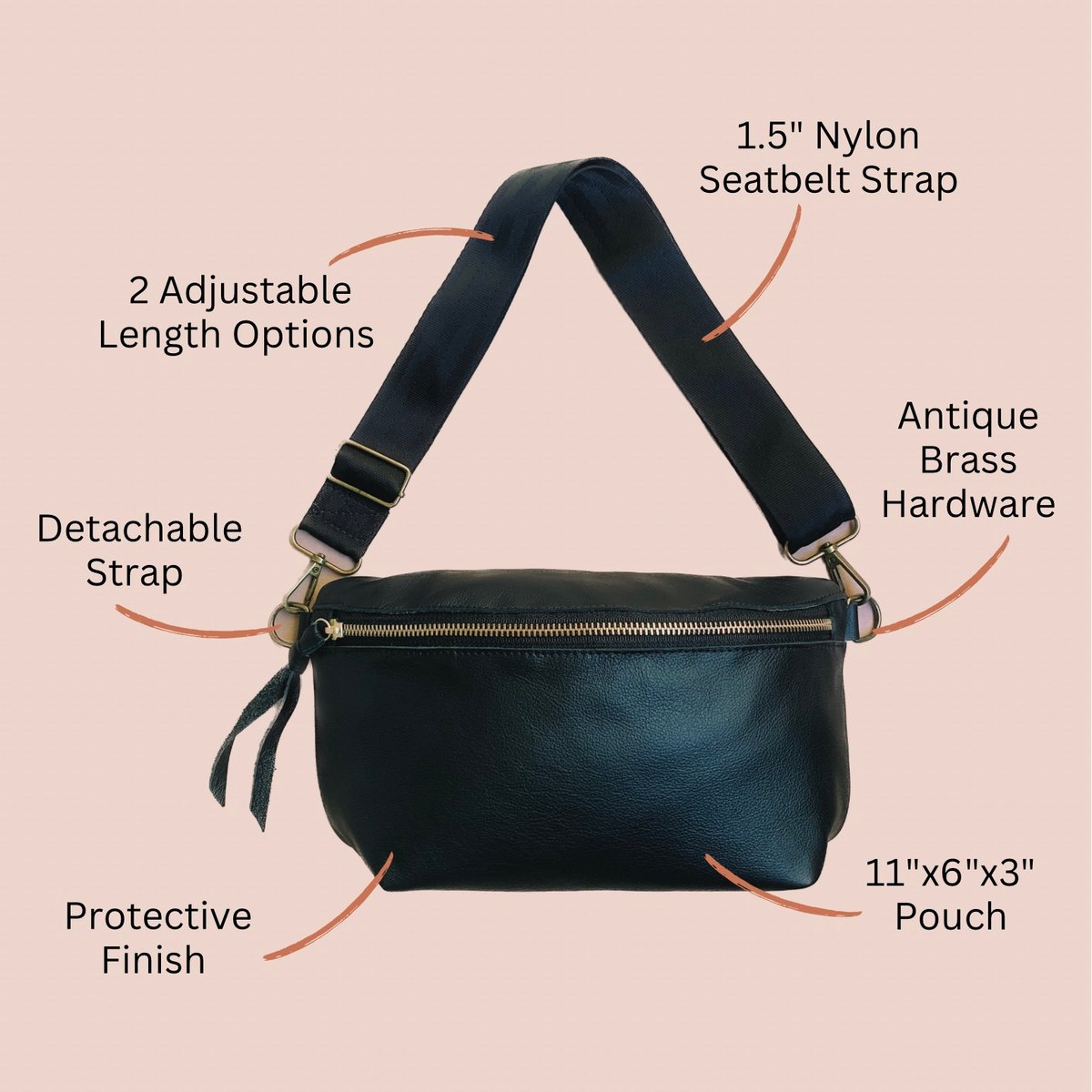 Leather Belt Bag Black Made