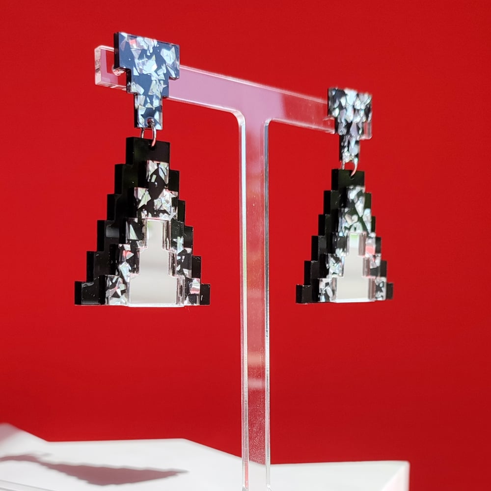 Image of Memphis Love - Aztec Pyramid Statement Acrylic Earrings + Necklace