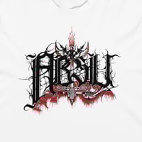Image 2 of ABSU - LOGO '97 (BLACK & RED PRINT) HOODED LONG SLEEVE T-SHIRT - WHITE