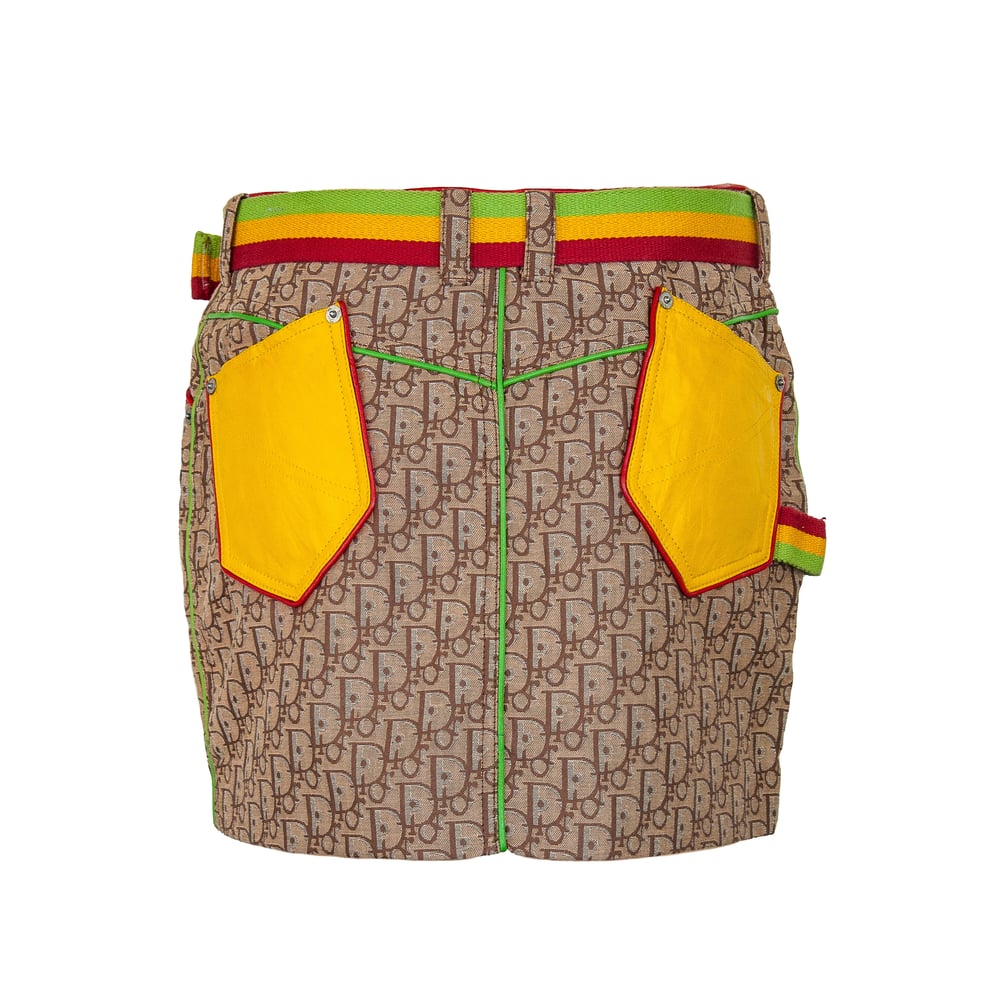 Image of Christian Dior 2004 Rasta Monogram Mini Skirt