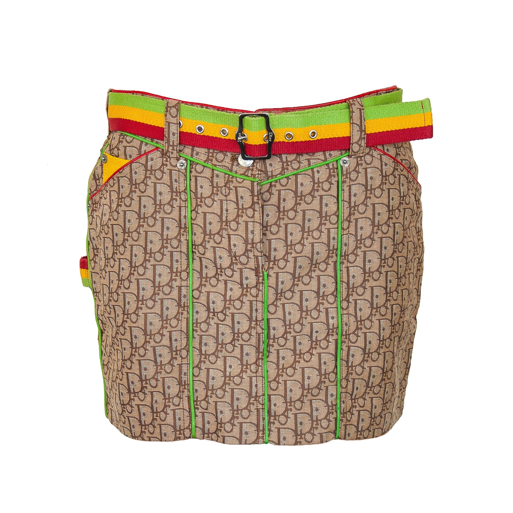 Image of Christian Dior 2004 Rasta Monogram Mini Skirt