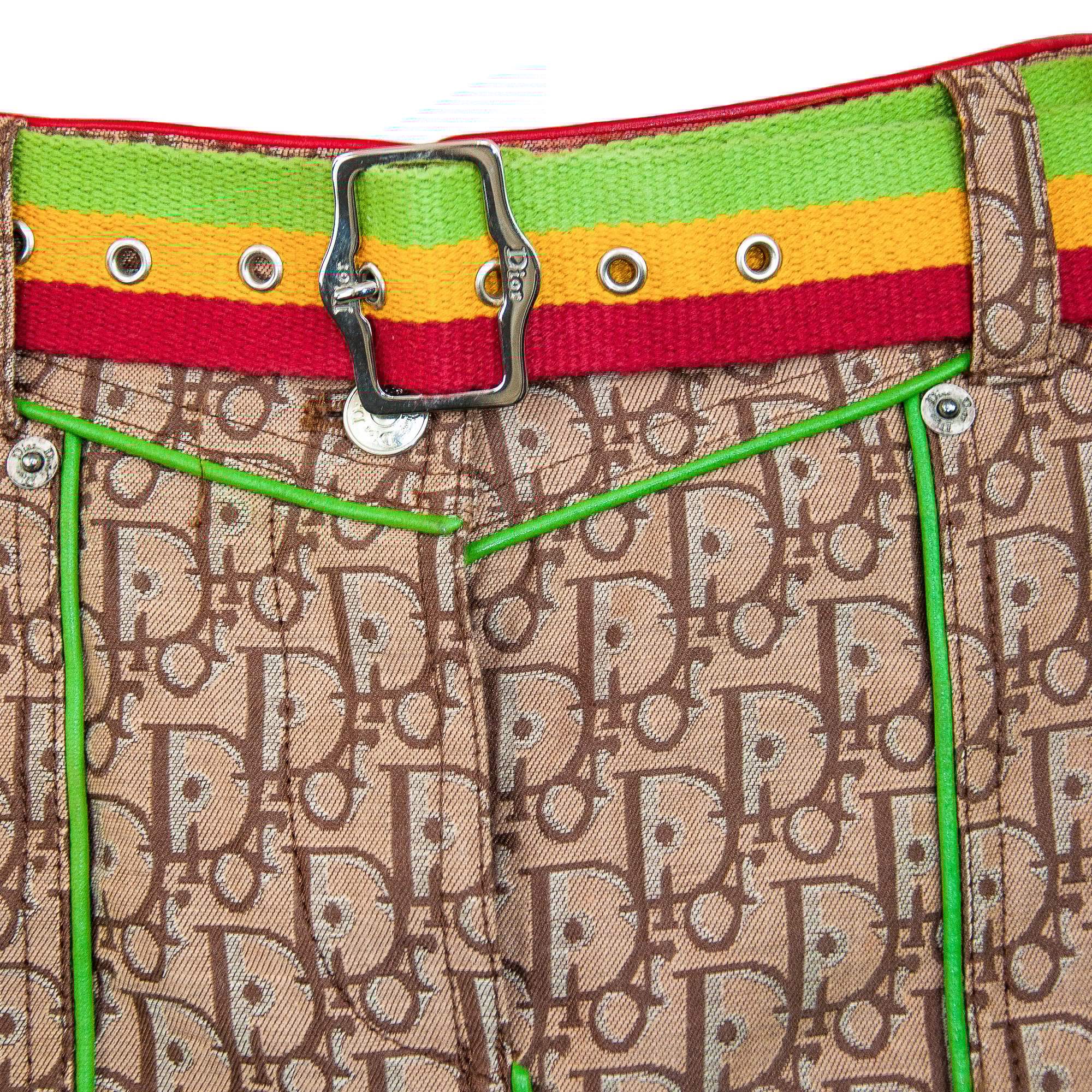 Image of Christian Dior 2004 Rasta Monogram Mini Skirt