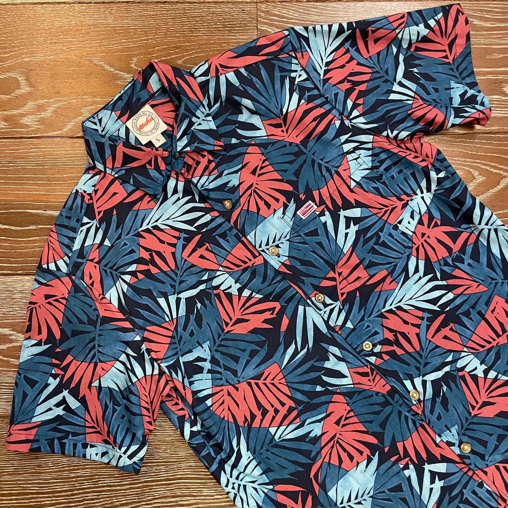 Image of La'au Pama Blue Red Aloha Shirt