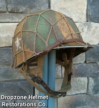 Image 1 of WWII M2 Airborne Helmet 509th PIB D-bale Front Seam Paratrooper Firestone Liner Southern France