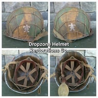 Image 4 of WWII M2 Airborne Helmet 509th PIB D-bale Front Seam Paratrooper Firestone Liner Southern France