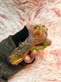 Image 1 of  Silver Fumed Pink Glass Pipe