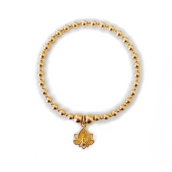 Image of Gold Lotus Flower Charm Bracelet 