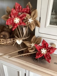 Image 2 of Christmas Handmade Forever Flowers - Snowflakes Red and Natural  