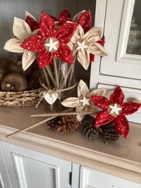 Christmas Handmade Forever Flowers - Stars Red and Natural 