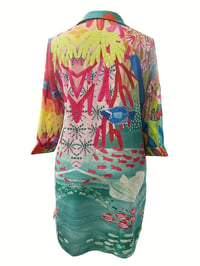 Image 2 of Womans Beachwear 'Great Barrier Reef' Style- Print Long Casual Long Sleeve Shirt/ Dress