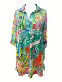 Image 3 of Womans Beachwear 'Great Barrier Reef' Style- Print Long Casual Long Sleeve Shirt/ Dress