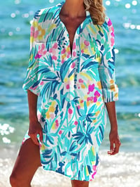 Image 1 of Womans Beachwear 'Tropical' Style Long Casual Long Sleeve Dress / Shirt