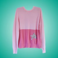Image 1 of Pink Fine Cashmere Mix Jumper with Silver Star Applique