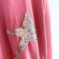 Image 5 of Pink Fine Cashmere Mix Jumper with Silver Star Applique