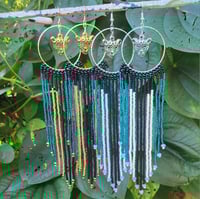 Image 2 of Striped Jags Earrings | Beaded Jacksonville Jaguars Earrings