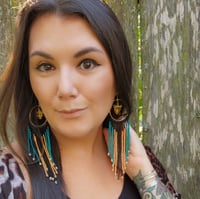 Image 3 of Striped Jags Earrings | Beaded Jacksonville Jaguars Earrings