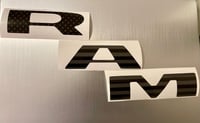 Image 3 of 2015-2018 RAM REBEL Vinyl Badge Grille Overlay Stars & Stripes Edition