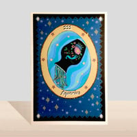 Image 1 of Aquarius Elaborate Zodiac Card