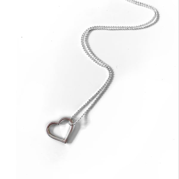 Image of Sterling Silver Heart Connector Necklace 
