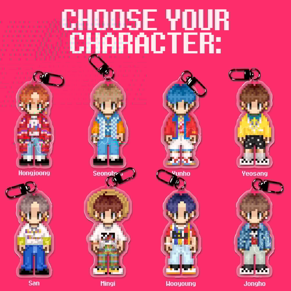 Image of pixel ATEEZ keychains