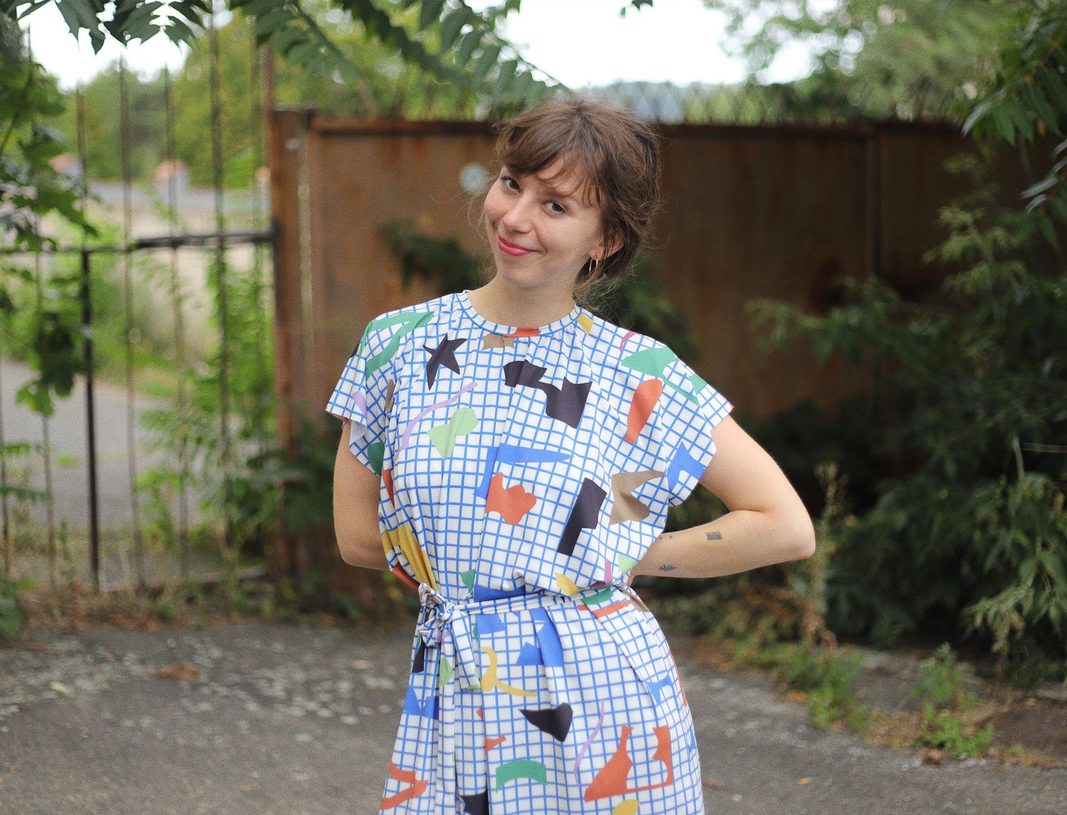 Image of GRID CUT OUTS LOOSE DRESS