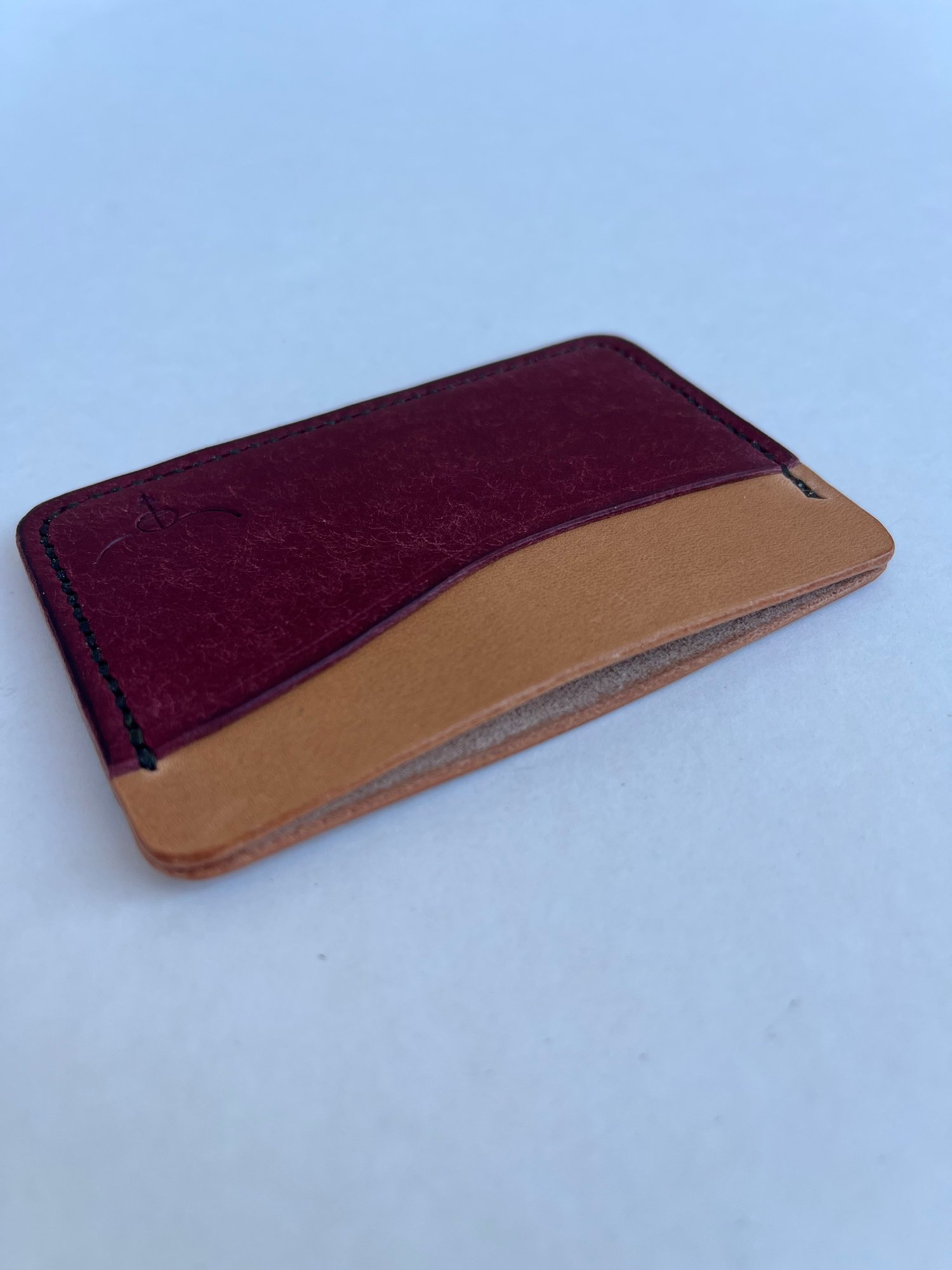 Image of Bordeaux Pueblo/Natural Vachetta Horizontal Cardholder 