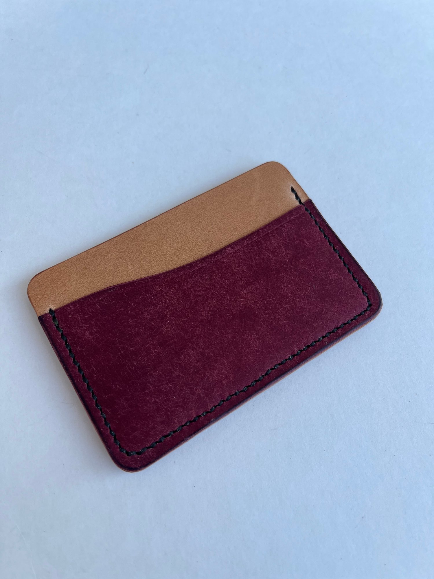 Image of Bordeaux Pueblo/Natural Vachetta Horizontal Cardholder 