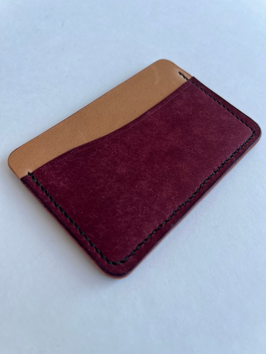Image of Bordeaux Pueblo/Natural Vachetta Horizontal Cardholder 