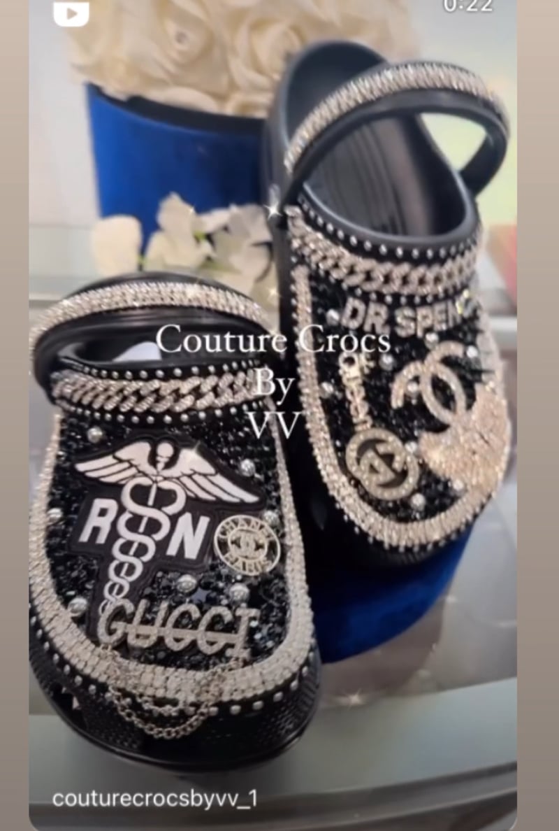 CUSTOM BLING CLOGS  COUTURE DESIGNS BY VV