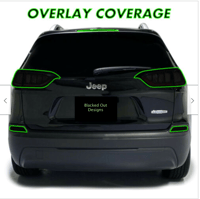 Image 4 of 19-22 Jeep Cherokee Tail Lights , Rear Reflectors & 3rd Brake Light Pre-Cut Tint Overlays