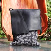 Cross Body Purse - dark charcoal cheetah print with black leather