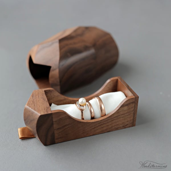 Image of Wedding ceremony ring box, double wedding ring box, proposal ring box, anniversary gift box