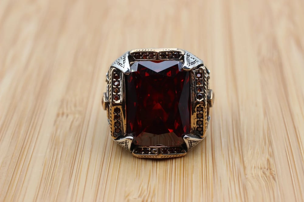 Ruby Square Mens Ottoman Ring.