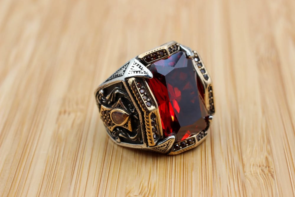Ruby Square Mens Ottoman Ring.