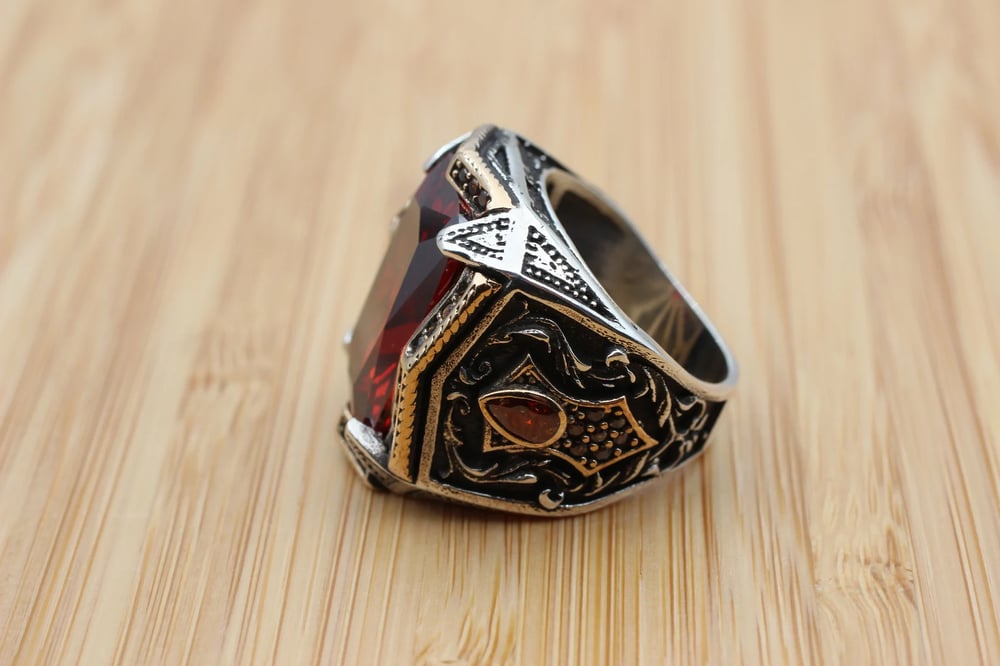 Ruby Square Mens Ottoman Ring.