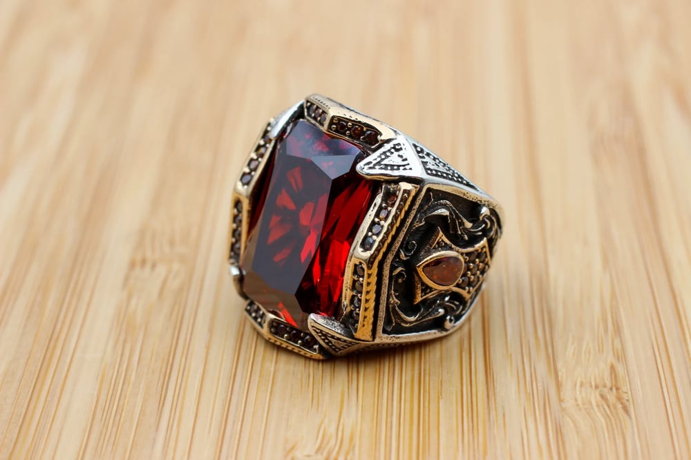 Ruby Square Mens Ottoman Ring.