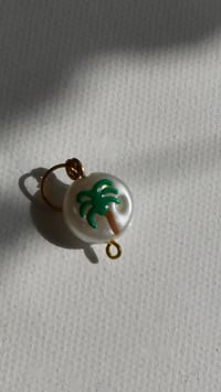 Hand Drawing palm on Faux Pearl Pendent