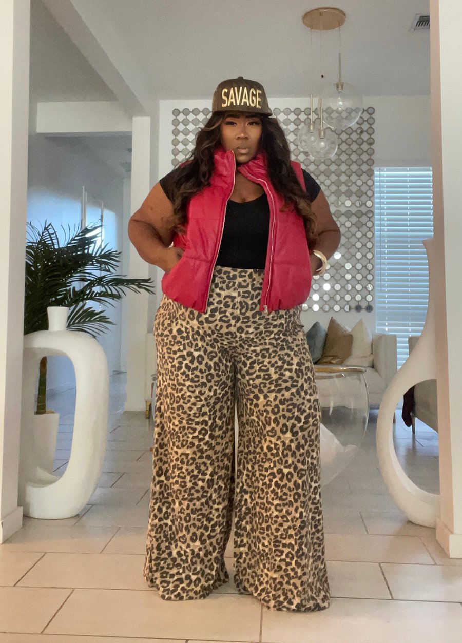 Image of 3PACK PLUS SIZE WIDE LEG ANIMAL PRINTED PALAZZO PANTS