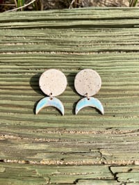 Image 1 of HORUS STUDS - LINEN + AQUA OPAL