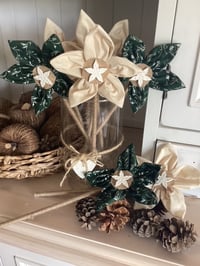 Image 2 of Christmas Handmade Rustic Forever Flowers - Green with Silver foil pattern 