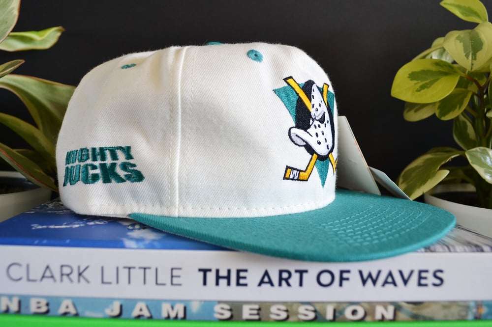 Image of Vintage 1990's Anaheim Mighty Ducks #1 Apparel Snapback Hat