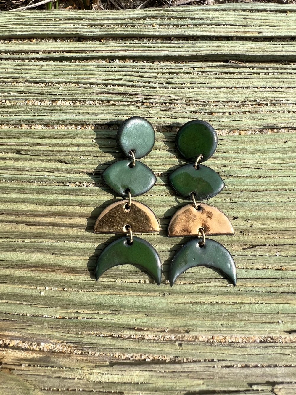 LIBRATION STUDS - FOREST GREEN + GOLD
